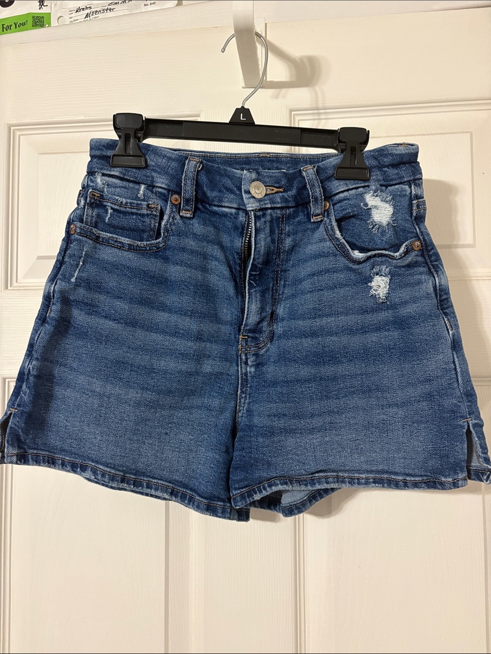 American Eagle Outfitters Medium Blue Distressed High-Rise Denim Shorts